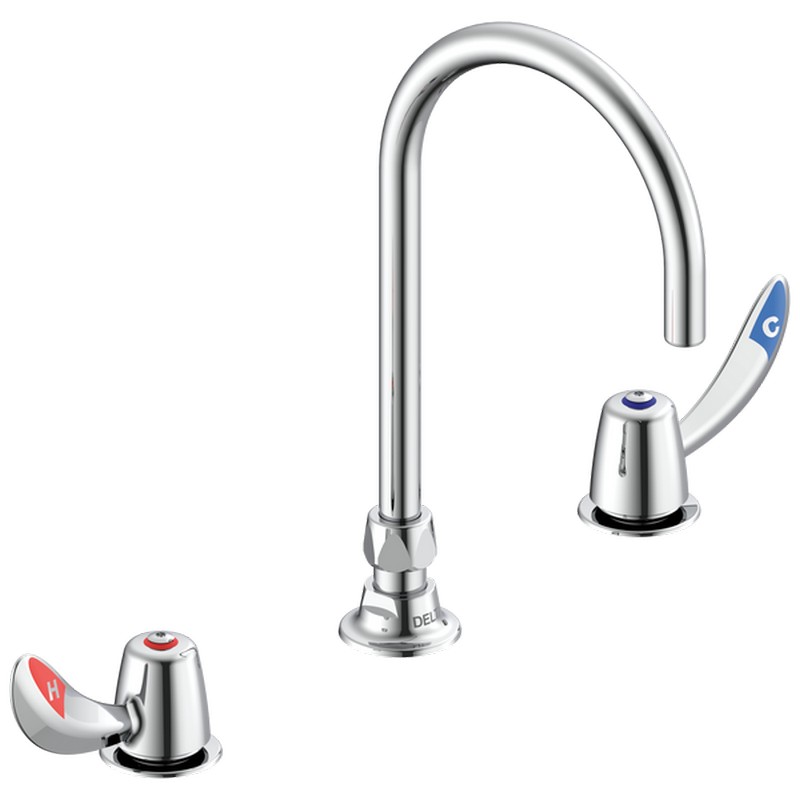 DELTA 23C672-R4TI COMMERCIAL 11 7/8 INCH THREE HOLES WIDESPREAD 1 GPM TWO HOODED BLADE HANDLES BATHROOM FAUCET - CHROME