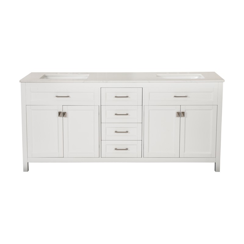 BATHIN 23V03-72 72 INCH FREE STANDING DOUBLE SINK BATHROOM VANITY WITH CARRARA MARBLE TOP