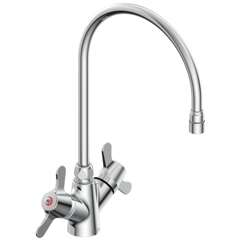 DELTA 25C3937-R7 COMMERCIAL 16 1/4 INCH SINGLE HOLE TWO HANDLES BAR AND PREP FAUCET WITH CROSS HANDLES - CHROME