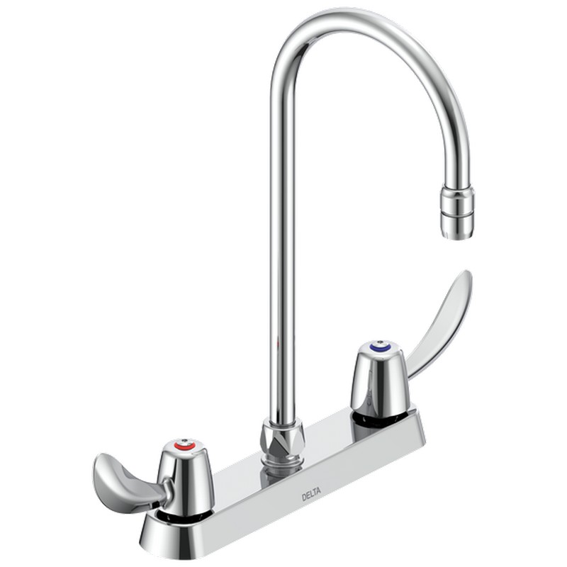 DELTA 26C3942-R6 COMMERCIAL 14 3/8 INCH TWO HOLES WIDESPREAD LAVATORY FAUCET WITH TWO METAL LEVER HANDLES - CHROME