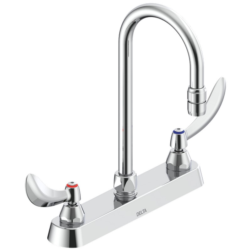 DELTA 26C3944-R2 COMMERCIAL 11 3/4 INCH TWO HOLES WIDESPREAD WITH CERAMIC STRUCTURES AND TWO BLADE LEVER HANDLES BATHROOM FAUCET - CHROME