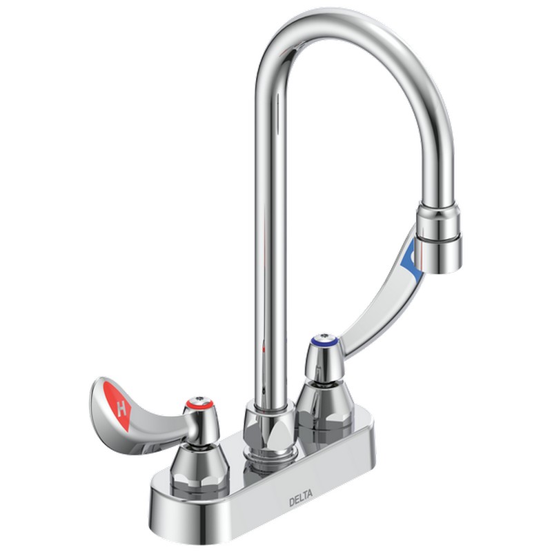 DELTA 27C4834-TI COMMERCIAL 11 3/4 INCH TWO HOLES CENTERSET 1.5 GPM TWO INDICATED BLADE HANDLES CERAMIC DISC BATHROOM FAUCET - CHROME
