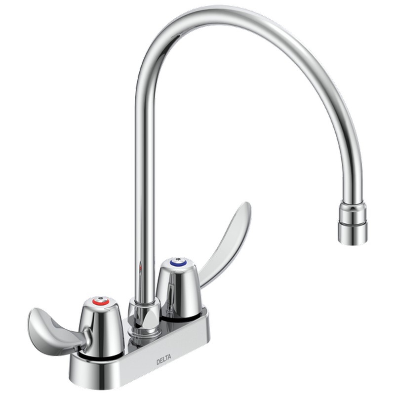 DELTA 27C4922-R7 COMMERCIAL 14 INCH TWO HOLES CENTERSET 1.5 GPM TWO HOODED BLADE HANDLES CERAMIC DISC BATHROOM FAUCET - CHROME