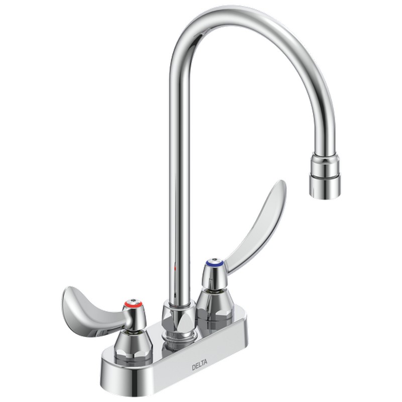 DELTA 27C4924-R5 COMMERCIAL 13 1/4 INCH TWO HOLE DECK MOUNT CENTERSET LAVATORY FAUCET WITH BLADE HANDLES - CHROME