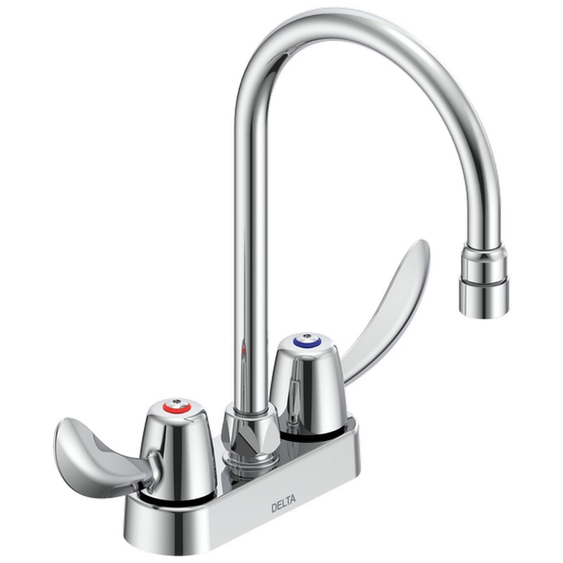 DELTA 27C4932 COMMERCIAL 11 5/8 INCH TWO HOLES CENTERSET 1.5 GPM TWO HOODED BLADE HANDLES CERAMIC DISC BATHROOM FAUCET - CHROME