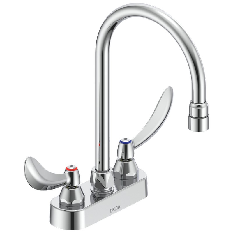 DELTA 27C4934-LS COMMERCIAL 11 5/8 INCH TWO HOLE DECK MOUNT CENTERSET KITCHEN FAUCET WITH BLADE HANDLES - CHROME
