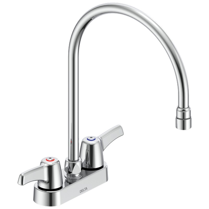 DELTA 27C4943-R7 14 INCH THREE HOLES AND DOUBLE HANDLES BATHROOM FAUCET WITH GOOSENECK SPOUT - CHROME