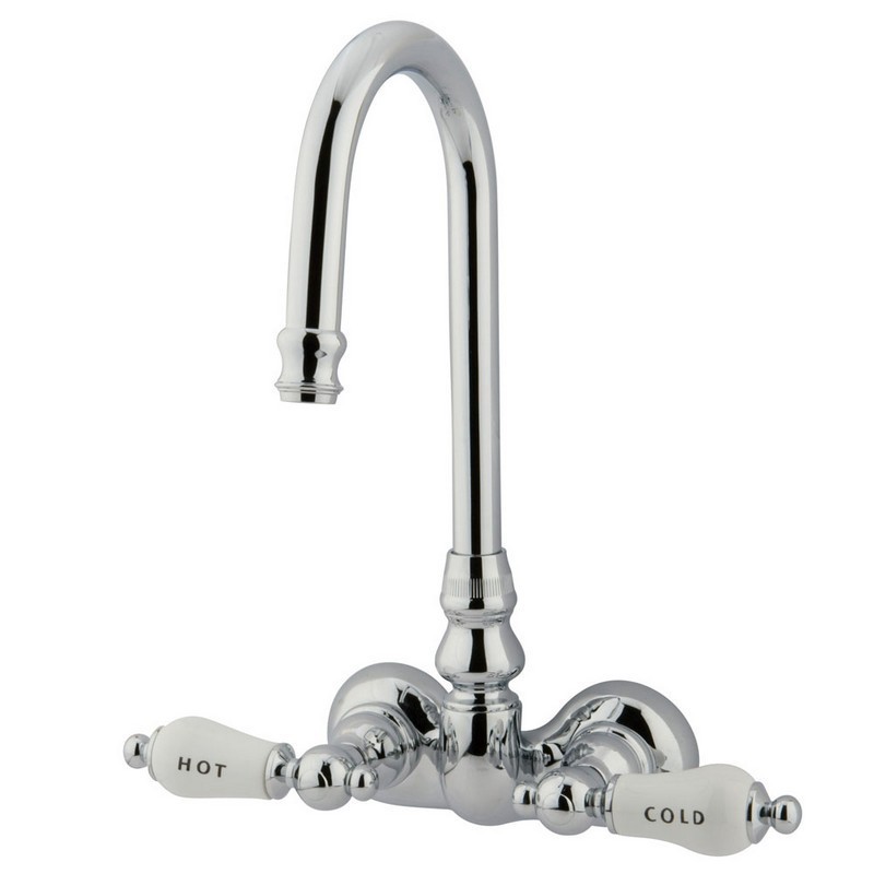 KINGSTON BRASS CC74T1 VINTAGE 3-3/8 INCH WALL MOUNT TUB FILLER IN POLISHED CHROME