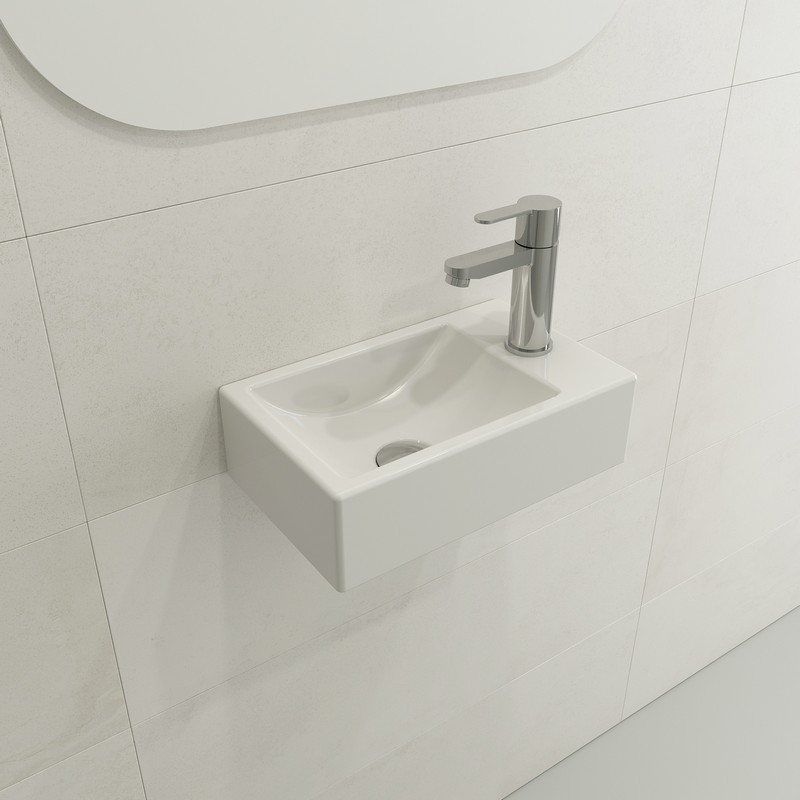 BOCCHI 1419-0126 MILANO 14.5 INCH WALL-MOUNTED SINGLE HOLE RIGHT SIDE FAUCET DECK FIRECLAY SINK
