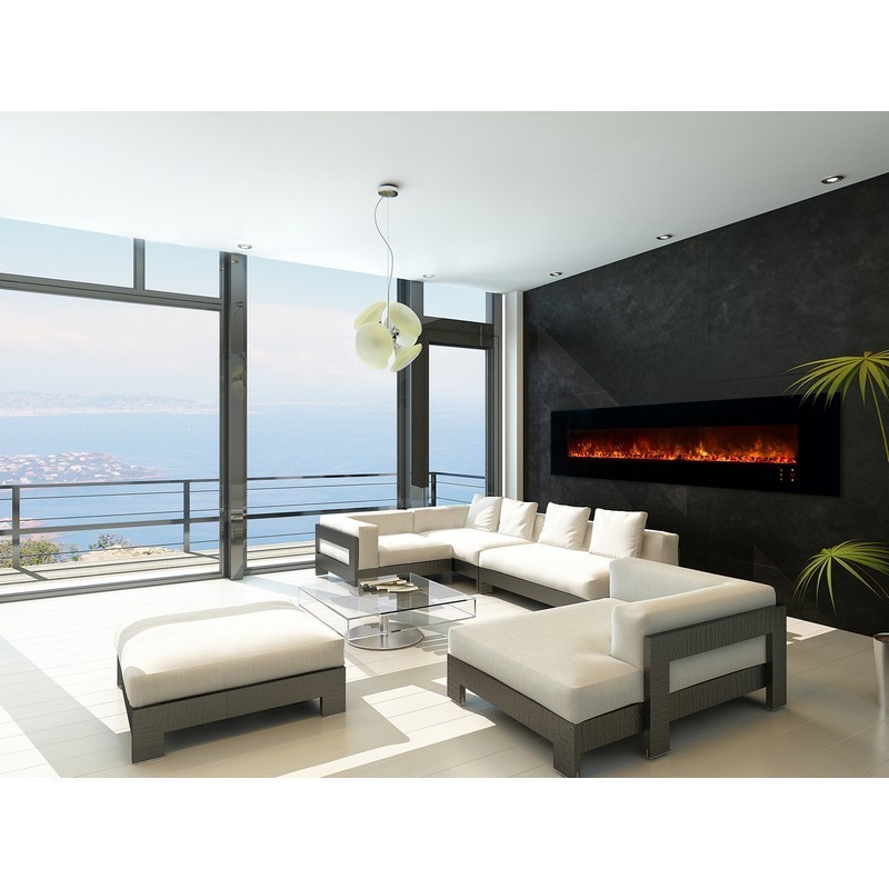MODERN FLAMES AL100CLX2-G AMBIANCE CLX2 100 INCH WITH BLACK GLASS FACE (2X4 RECESS OR WALL MOUNT)