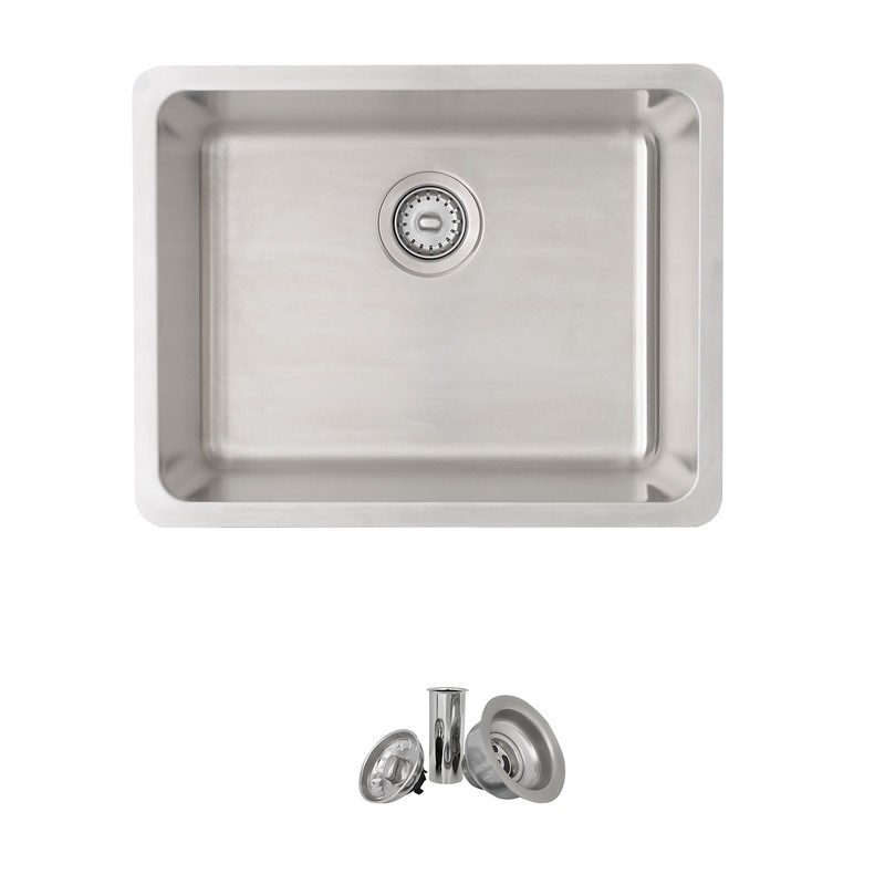 STYLISH S-408T PALMA 20 1/2 INCH SINGLE BOWL UNDERMOUNT AND DROP-IN STAINLESS STEEL KITCHEN SINK WITH STRAINER