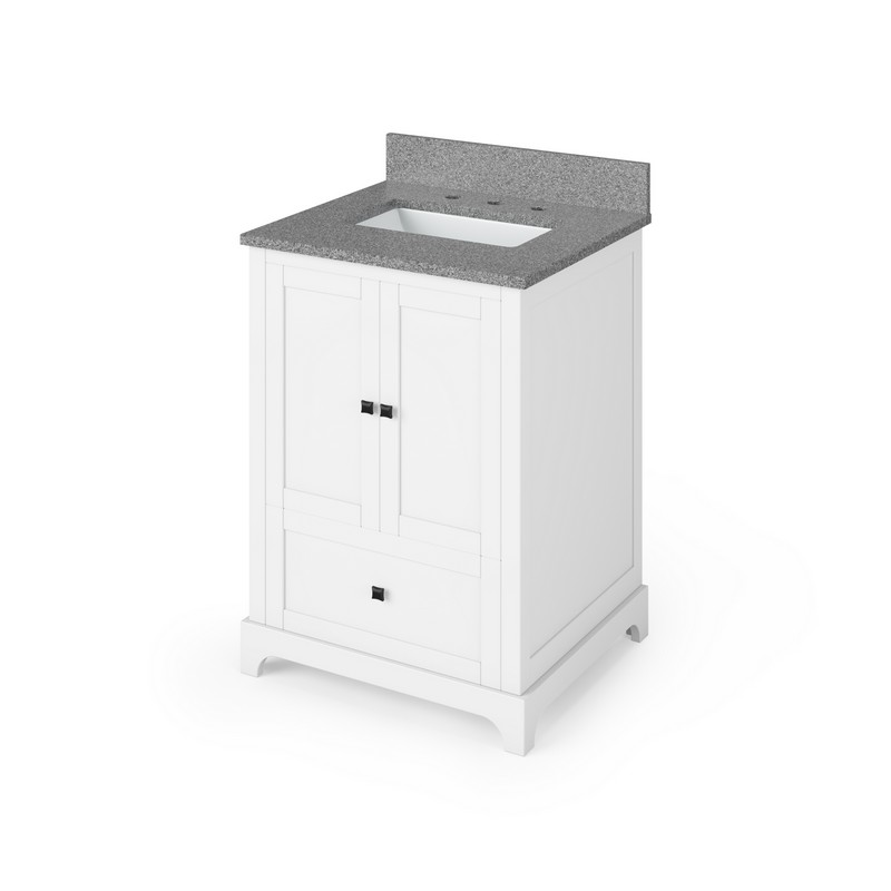 HARDWARE RESOURCES VKITADD24SGR ADDINGTON 25 INCH FREESTANDING BATH VANITY WITH STEEL GREY CULTURED MARBLE TOP AND UNDERMOUNT RECTANGLE BOWL
