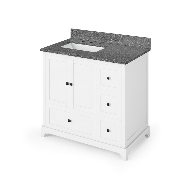 HARDWARE RESOURCES VKITADD36BOR ADDINGTON 37 INCH FREESTANDING BATH VANITY WITH BOULDER CULTURED MARBLE TOP AND UNDERMOUNT RECTANGLE BOWL