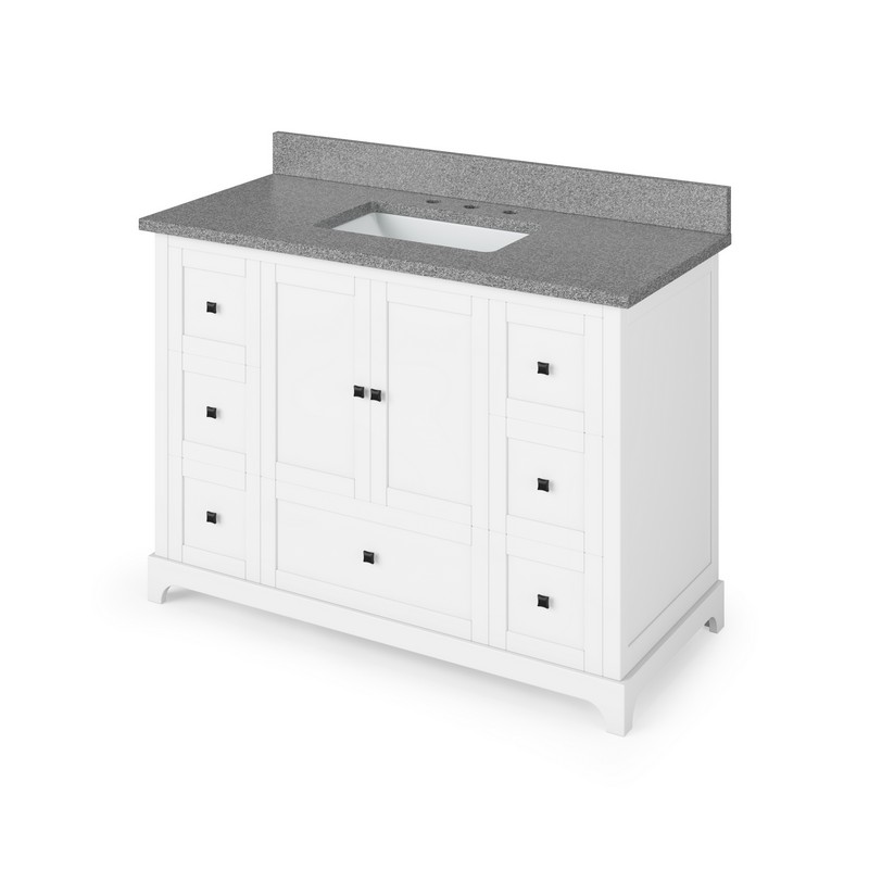HARDWARE RESOURCES VKITADD48SGR ADDINGTON 49 INCH FREESTANDING BATH VANITY WITH STEEL GREY CULTURED MARBLE TOP AND UNDERMOUNT RECTANGLE BOWL