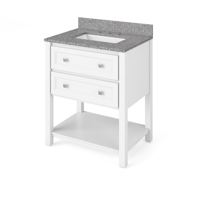 HARDWARE RESOURCES VKITADL30BOR ADLER 31 INCH FREESTANDING BATH VANITY WITH BOULDER CULTURED MARBLE TOP AND UNDERMOUNT RECTANGLE BOWL