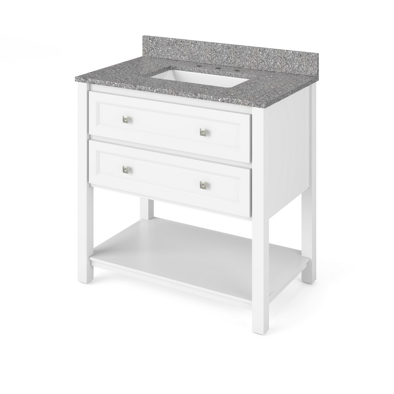 HARDWARE RESOURCES VKITADL36BOR ADLER 37 INCH FREESTANDING BATH VANITY WITH BOULDER CULTURED MARBLE TOP AND UNDERMOUNT RECTANGLE BOWL