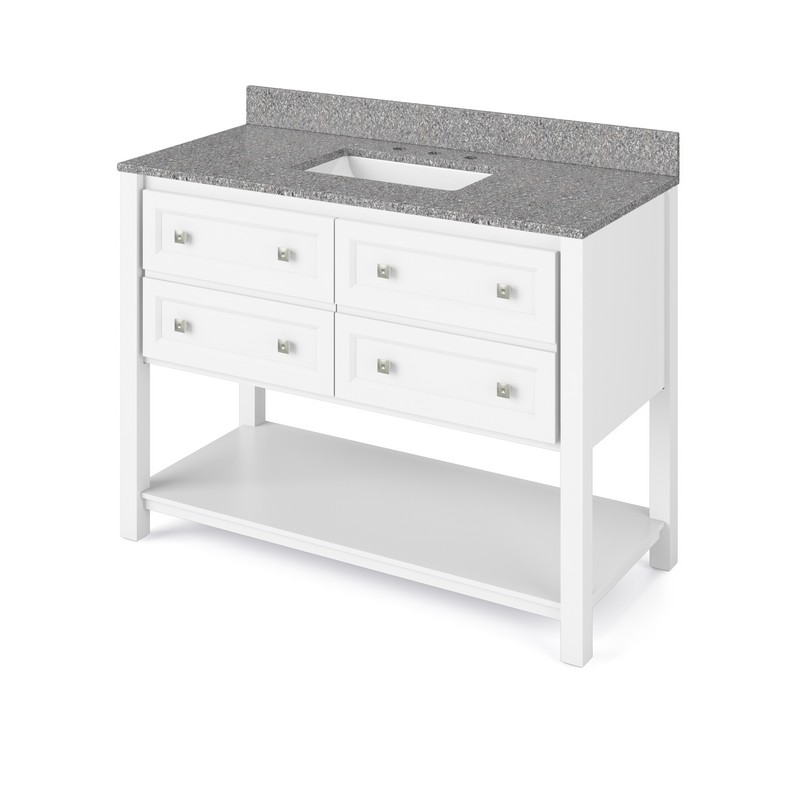 HARDWARE RESOURCES VKITADL48BOR ADLER 49 INCH FREESTANDING BATH VANITY WITH BOULDER CULTURED MARBLE TOP AND UNDERMOUNT RECTANGLE BOWL