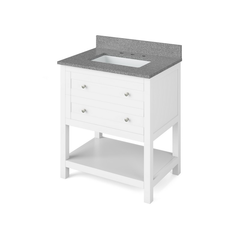 HARDWARE RESOURCES VKITAST30SGR ASTORIA 31 INCH FREESTANDING BATH VANITY WITH STEEL GREY CULTURED MARBLE TOP AND UNDERMOUNT RECTANGLE BOWL