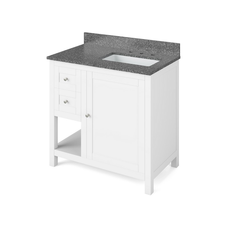 HARDWARE RESOURCES VKITAST36BOR ASTORIA 37 INCH FREESTANDING BATH VANITY WITH BOULDER CULTURED MARBLE TOP AND UNDERMOUNT RECTANGLE BOWL