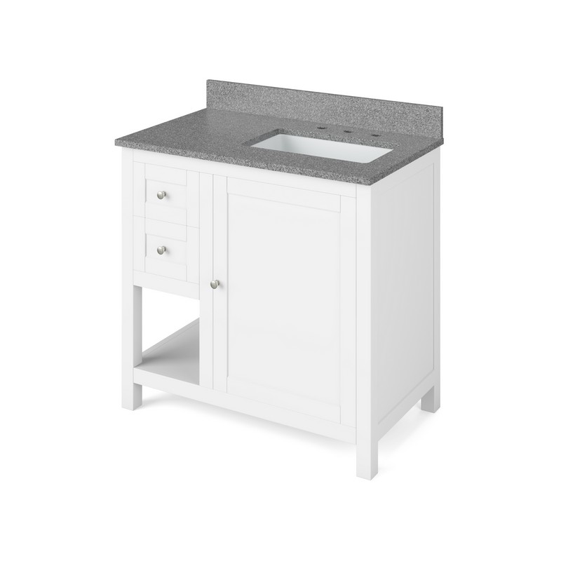 HARDWARE RESOURCES VKITAST36SGR ASTORIA 37 INCH FREESTANDING BATH VANITY WITH STEEL GREY CULTURED MARBLE TOP AND UNDERMOUNT RECTANGLE BOWL