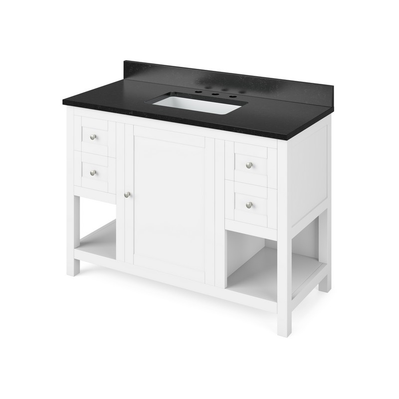 HARDWARE RESOURCES VKITAST48BGR ASTORIA 49 INCH FREESTANDING BATH VANITY WITH BLACK GRANITE TOP AND UNDERMOUNT RECTANGLE BOWL