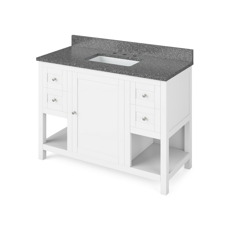 HARDWARE RESOURCES VKITAST48BOR ASTORIA 49 INCH FREESTANDING BATH VANITY WITH BOULDER CULTURED MARBLE TOP AND UNDERMOUNT RECTANGLE BOWL