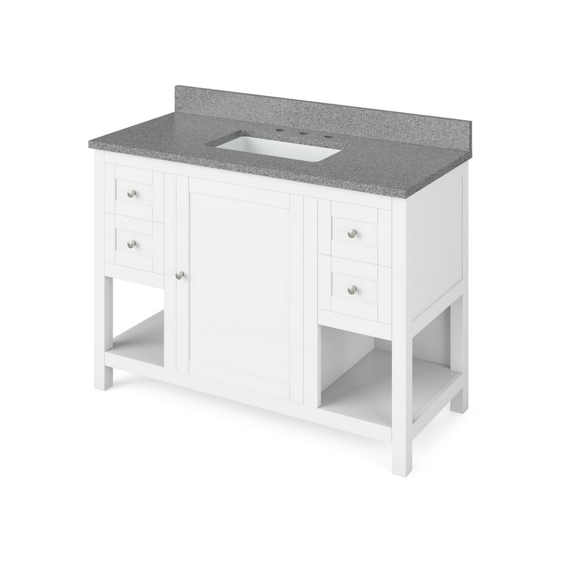 HARDWARE RESOURCES VKITAST48SGR ASTORIA 49 INCH FREESTANDING BATH VANITY WITH STEEL GREY CULTURED MARBLE TOP AND UNDERMOUNT RECTANGLE BOWL