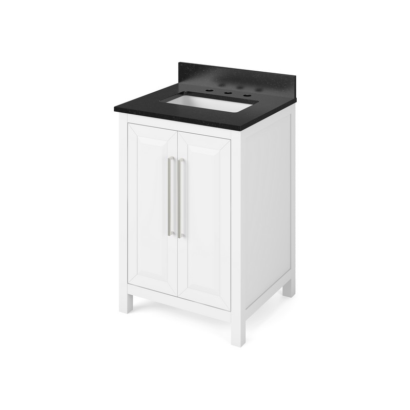 HARDWARE RESOURCES VKITCAD24BGR CADE 25 INCH FREESTANDING BATH VANITY WITH BLACK GRANITE TOP AND UNDERMOUNT RECTANGLE BOWL