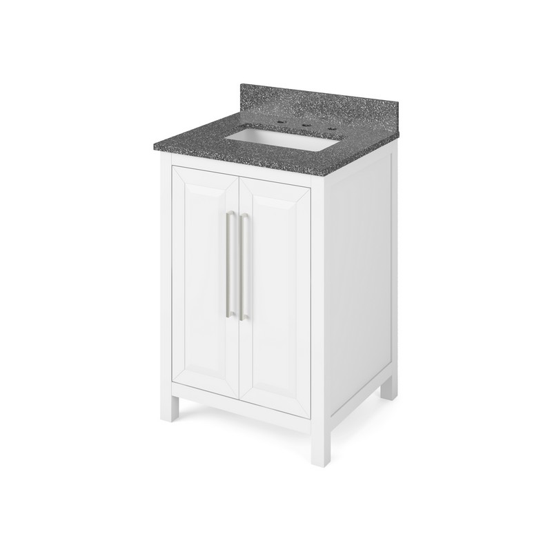 HARDWARE RESOURCES VKITCAD24BOR CADE 25 INCH FREESTANDING BATH VANITY WITH BOULDER CULTURED MARBLE TOP AND UNDERMOUNT RECTANGLE BOWL