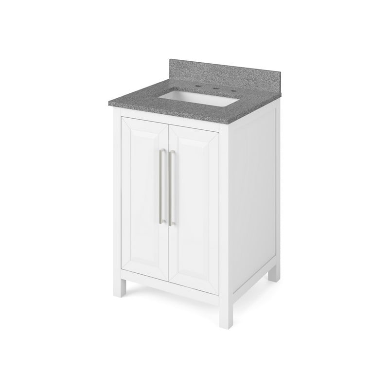 HARDWARE RESOURCES VKITCAD24SGR CADE 25 INCH FREESTANDING BATH VANITY WITH STEEL GREY CULTURED MARBLE TOP AND UNDERMOUNT RECTANGLE BOWL