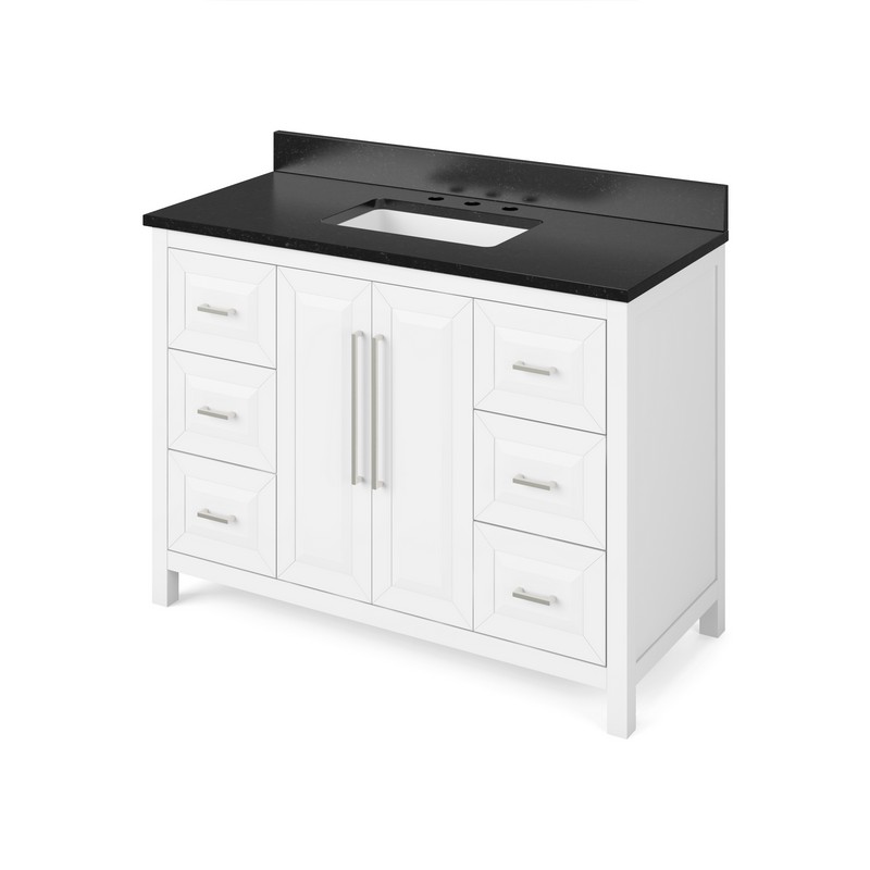 HARDWARE RESOURCES VKITCAD48BGR CADE 49 INCH FREESTANDING BATH VANITY WITH BLACK GRANITE TOP AND UNDERMOUNT RECTANGLE BOWL