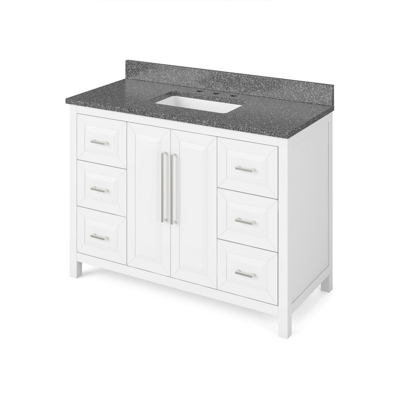 HARDWARE RESOURCES VKITCAD48BOR CADE 49 INCH FREESTANDING BATH VANITY WITH BOULDER CULTURED MARBLE TOP AND UNDERMOUNT RECTANGLE BOWL