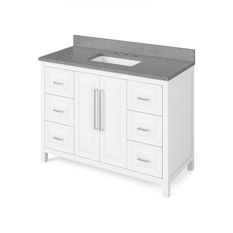 HARDWARE RESOURCES VKITCAD48SGR CADE 49 INCH FREESTANDING BATH VANITY WITH STEEL GREY CULTURED MARBLE TOP AND UNDERMOUNT RECTANGLE BOWL