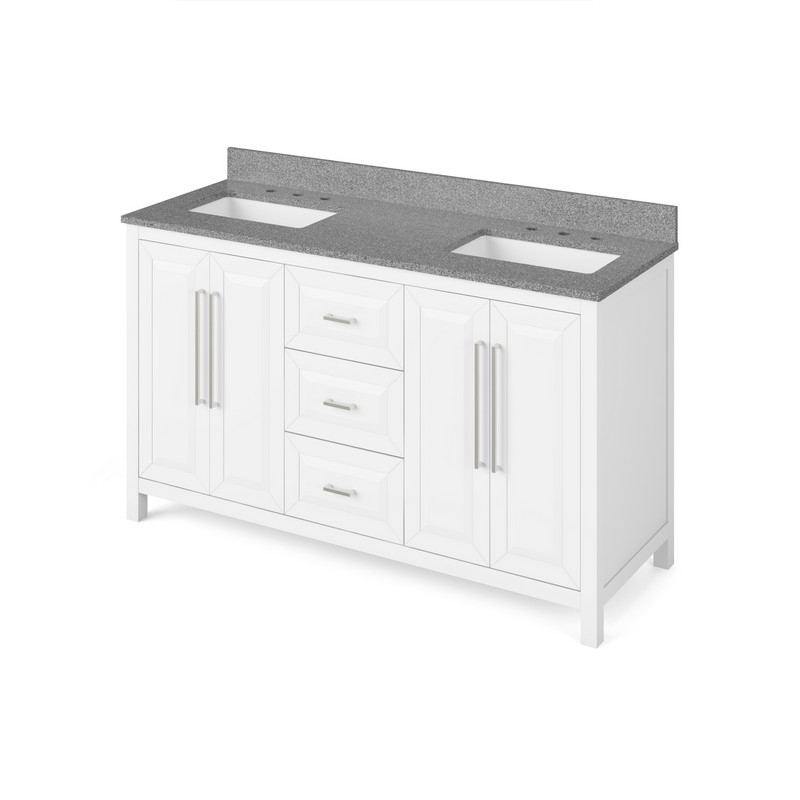 HARDWARE RESOURCES VKITCAD60SGR CADE 61 INCH FREESTANDING BATH VANITY WITH STEEL GREY CULTURED MARBLE TOP AND UNDERMOUNT RECTANGLE BOWL