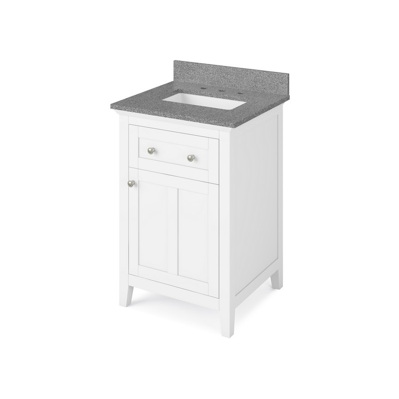 HARDWARE RESOURCES VKITCHA24SGR CHATHAM 25 INCH FREESTANDING BATH VANITY WITH STEEL GREY CULTURED MARBLE TOP AND UNDERMOUNT RECTANGLE BOWL