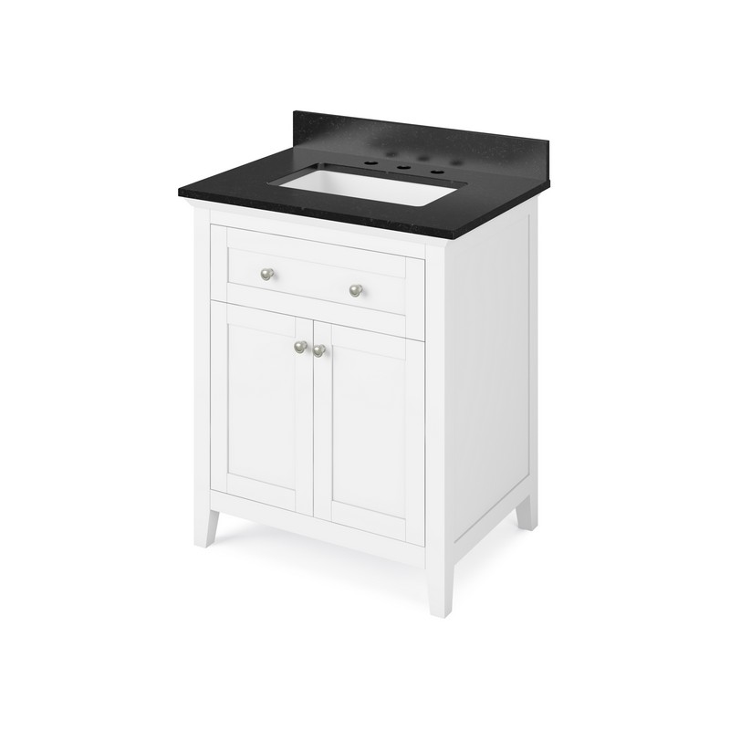 HARDWARE RESOURCES VKITCHA30BGR CHATHAM 31 INCH FREESTANDING BATH VANITY WITH BLACK GRANITE TOP AND UNDERMOUNT RECTANGLE BOWL
