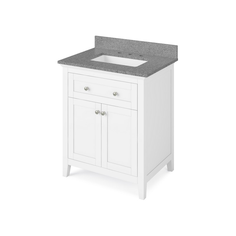 HARDWARE RESOURCES VKITCHA30SGR CHATHAM 31 INCH FREESTANDING BATH VANITY WITH STEEL GREY CULTURED MARBLE TOP AND UNDERMOUNT RECTANGLE BOWL