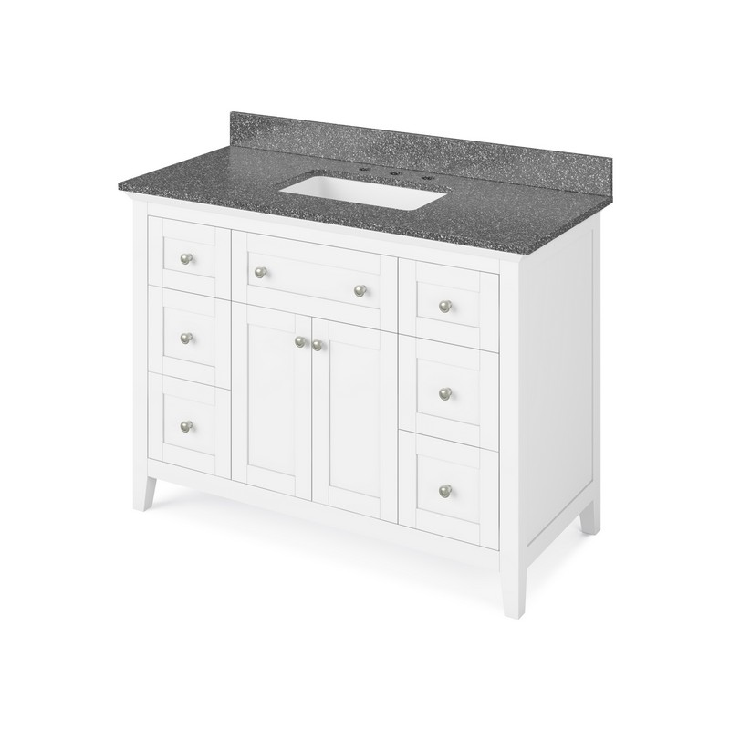 HARDWARE RESOURCES VKITCHA48BOR CHATHAM 49 INCH FREESTANDING BATH VANITY WITH BOULDER CULTURED MARBLE TOP AND UNDERMOUNT RECTANGLE BOWL