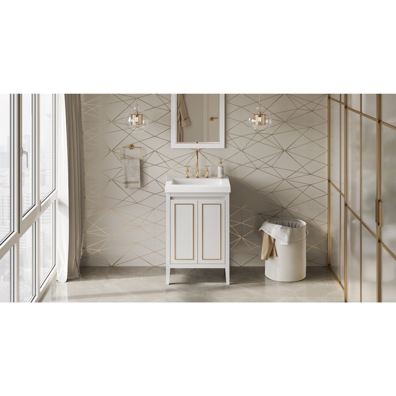 HARDWARE RESOURCES VKITPER24LAR PERCIVAL 25 INCH FREESTANDING BATH VANITY WITH LAVANTE CULTURED MARBLE TOP AND INTEGRATED RECTANGLE BOWL