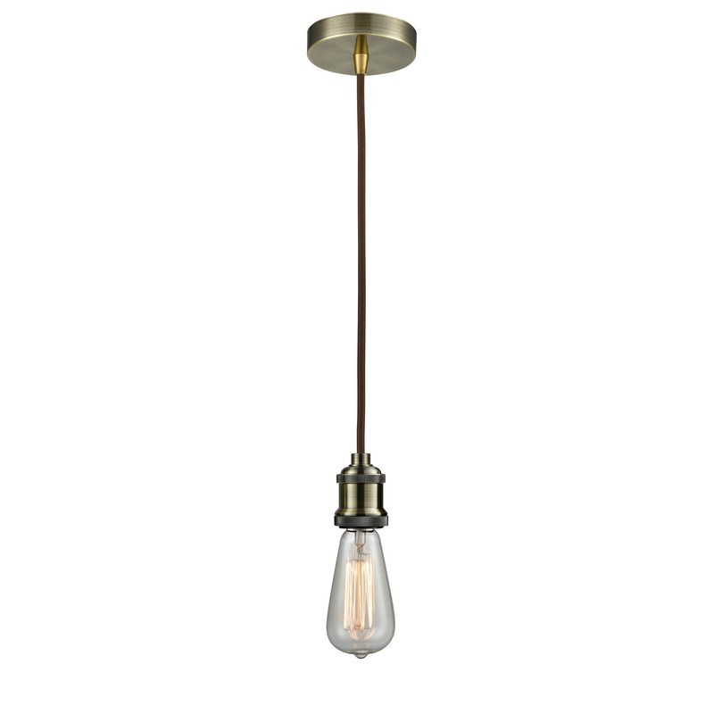 INNOVATIONS LIGHTING 100-10BR-1 EDISON BARE BULB 1 LIGHT 2 INCH INCANDESCENT MINI PENDANT WITH BROWN CORD