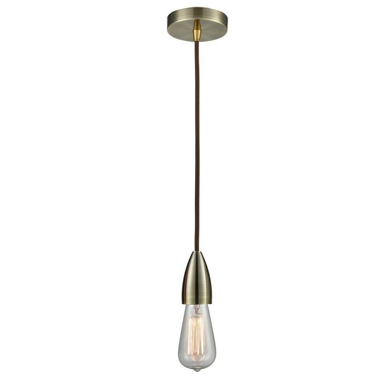 INNOVATIONS LIGHTING 100-10BR-4 FAIRCHILD BARE BULB 1 LIGHT 2 INCH INCANDESCENT MINI PENDANT WITH BROWN CORD