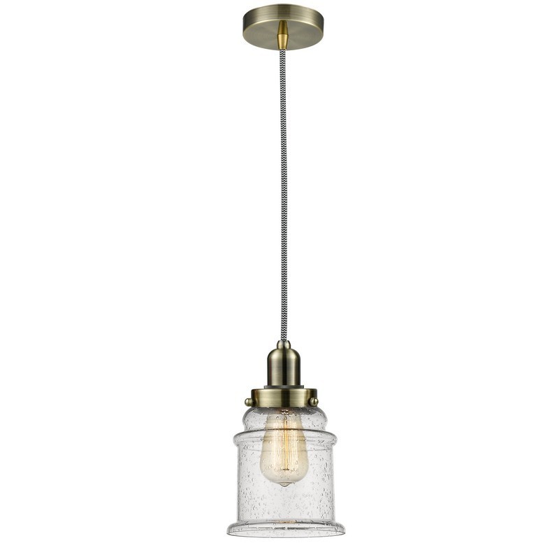 INNOVATIONS LIGHTING 100-10BW-0H WHITNEY CANTON 1 LIGHT 8 INCH SEEDY GLASS INCANDESCENT MINI PENDANT WITH ZEBRA CORD
