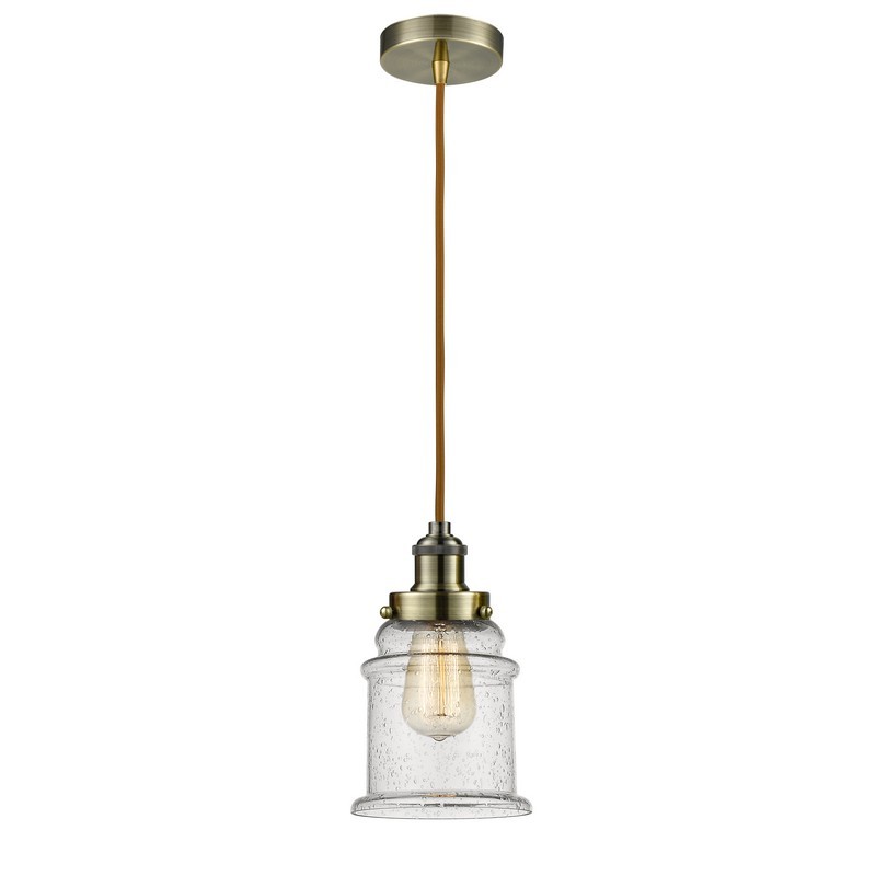 INNOVATIONS LIGHTING 100-10CR-1H EDISON CANTON 1 LIGHT 8 INCH SEEDY GLASS INCANDESCENT MINI PENDANT WITH COPPER CORD