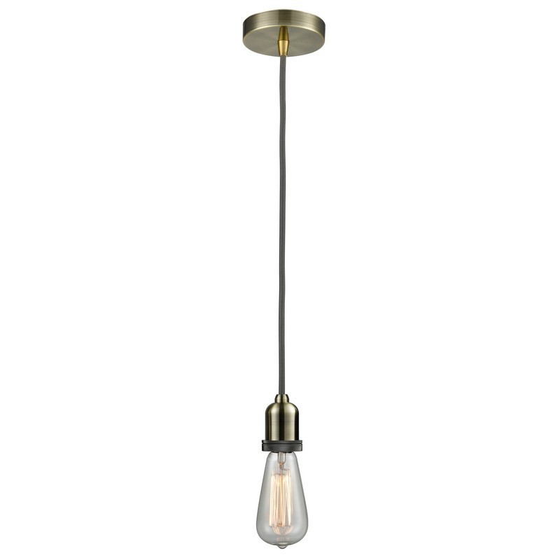INNOVATIONS LIGHTING 100-10GY-0 WHITNEY BARE BULB 1 LIGHT 2 INCH INCANDESCENT MINI PENDANT WITH GRAY CORD