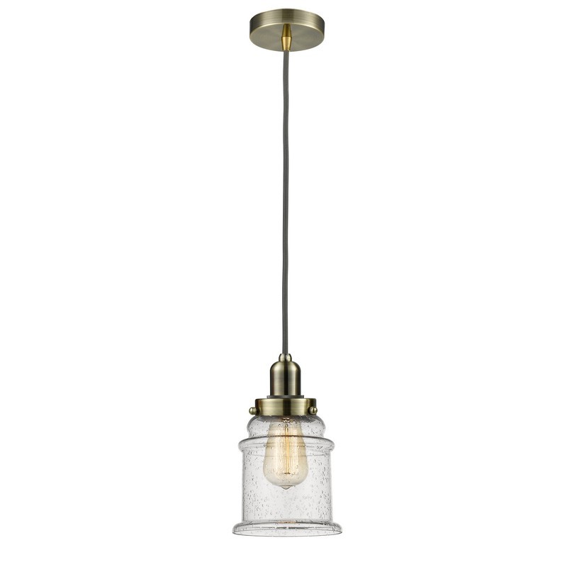 INNOVATIONS LIGHTING 100-10GY-0H WHITNEY CANTON 1 LIGHT 8 INCH SEEDY GLASS INCANDESCENT MINI PENDANT WITH GRAY CORD