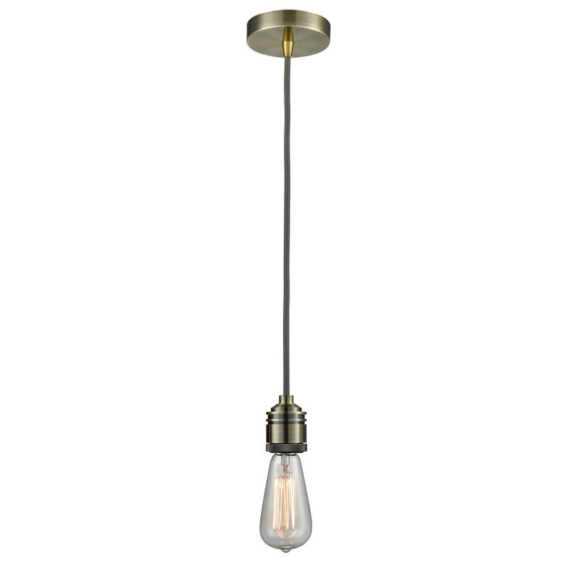 INNOVATIONS LIGHTING 100-10GY-2 WINCHESTER BARE BULB 1 LIGHT 2 INCH INCANDESCENT MINI PENDANT WITH GRAY CORD