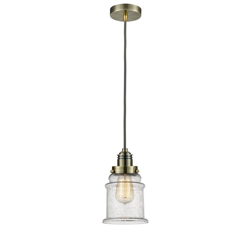 INNOVATIONS LIGHTING 100-10GY-2H WINCHESTER CANTON 1 LIGHT 8 INCH SEEDY GLASS INCANDESCENT MINI PENDANT WITH GRAY CORD