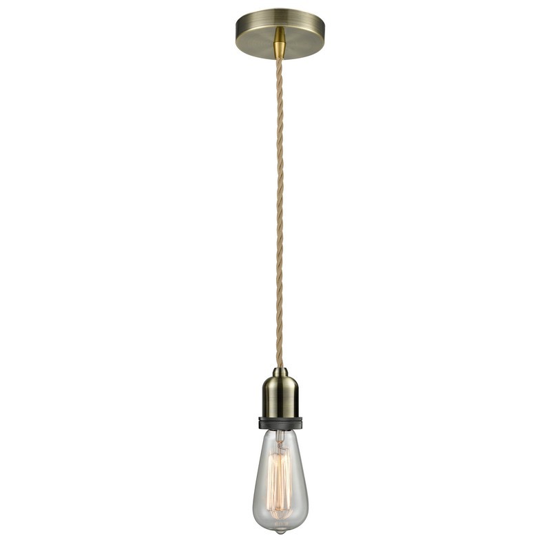 INNOVATIONS LIGHTING 100-10RE-0 WHITNEY BARE BULB 1 LIGHT 2 INCH INCANDESCENT MINI PENDANT WITH ROPE CORD