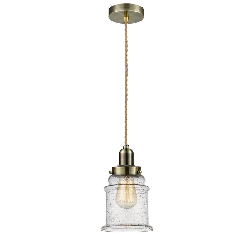 INNOVATIONS LIGHTING 100-10RE-0H WHITNEY CANTON 1 LIGHT 8 INCH SEEDY GLASS INCANDESCENT MINI PENDANT WITH ROPE CORD