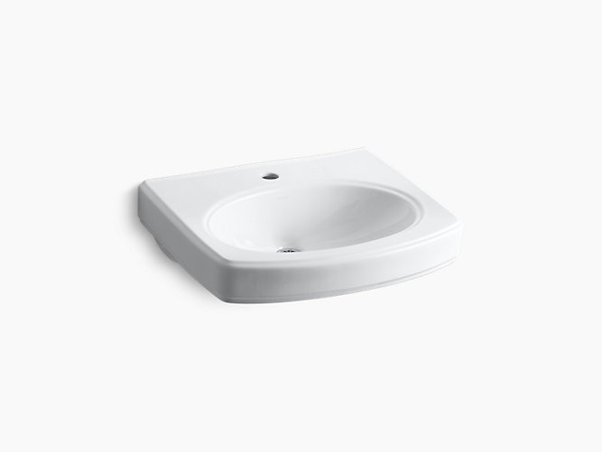 KOHLER K-2028-1 PINOIR 18 INCH WALL MOUNTED BATHROOM SINK WITH 1 HOLE DRILLED AND OVERFLOW